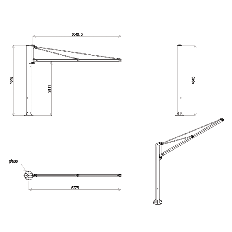 Floor-Mounted Jib Crane 5M 250