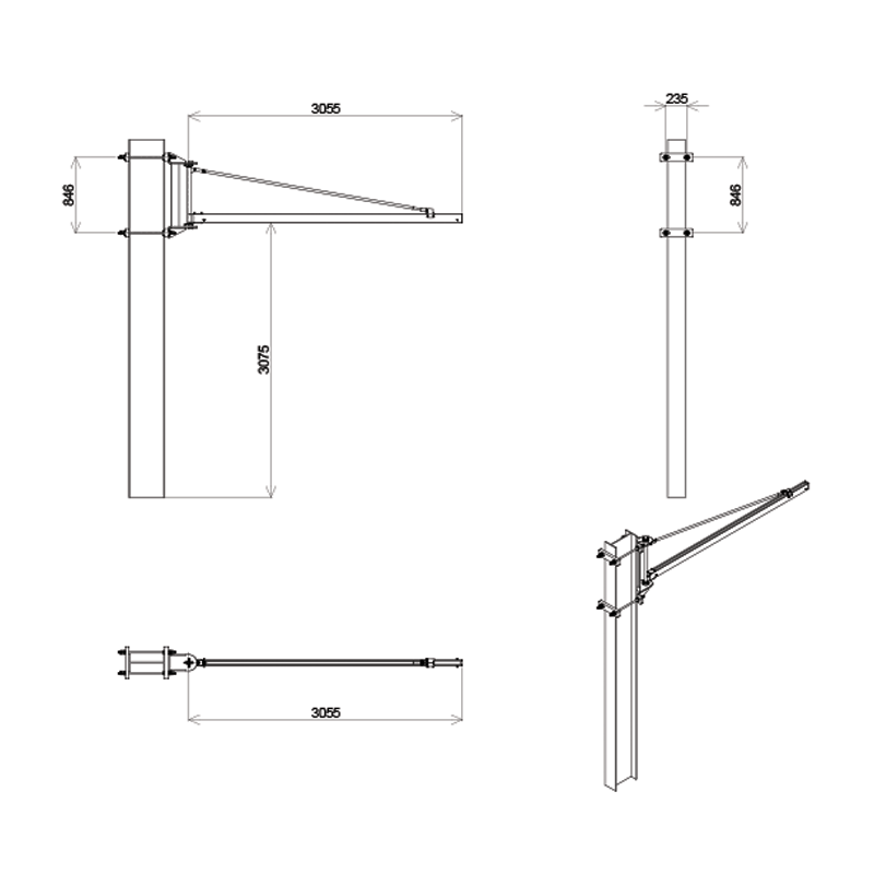 Wall-Mounted Jib Crane 3M 250